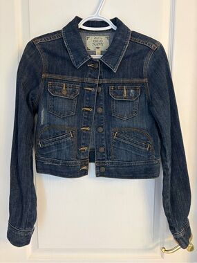 Old Navy Women's Dark Indigo Cropped Denim Jacket